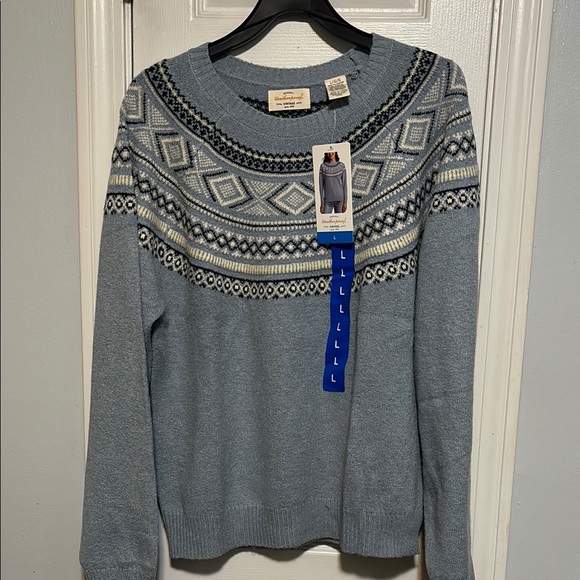 Weatherproof Sweaters - Weatherproof fair isle style Blue Patterned holiday Sweater size L NWT